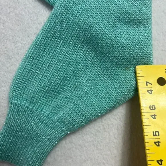 Jaclyn Smith Sweater Womens S Embroidered Turquoise Knit V-Neck Sweater Vintage - Picture 10 of 10